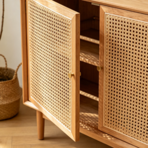 Rattan Door Entryway Organizer Cabinet
